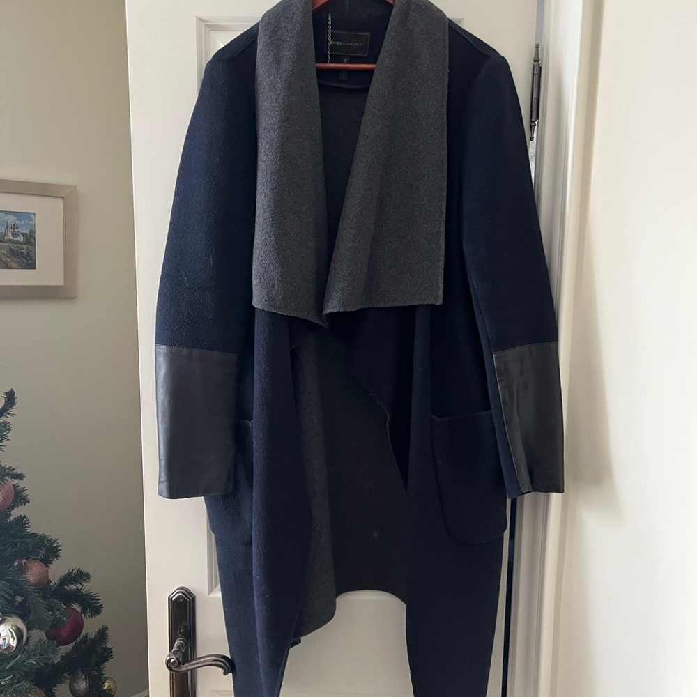 BCBGMaxAzria Navy and Gray Trench Coat